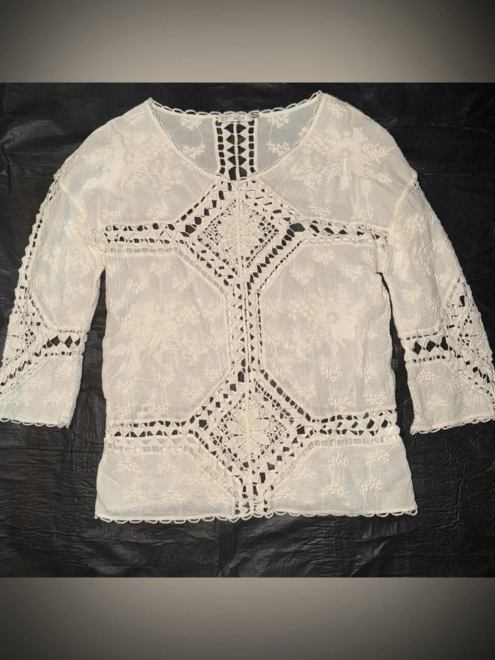 Crochet Lace Tunic Top - Grifflin Paris Size M/L - Picture 1 of 6